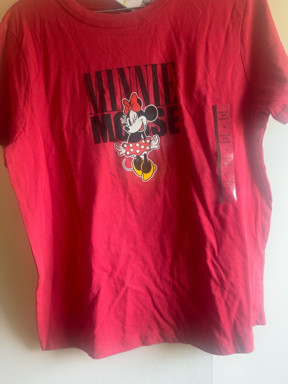 Disney Red Minnie Mouse Graphic Tee with Yellow Shoe Accent